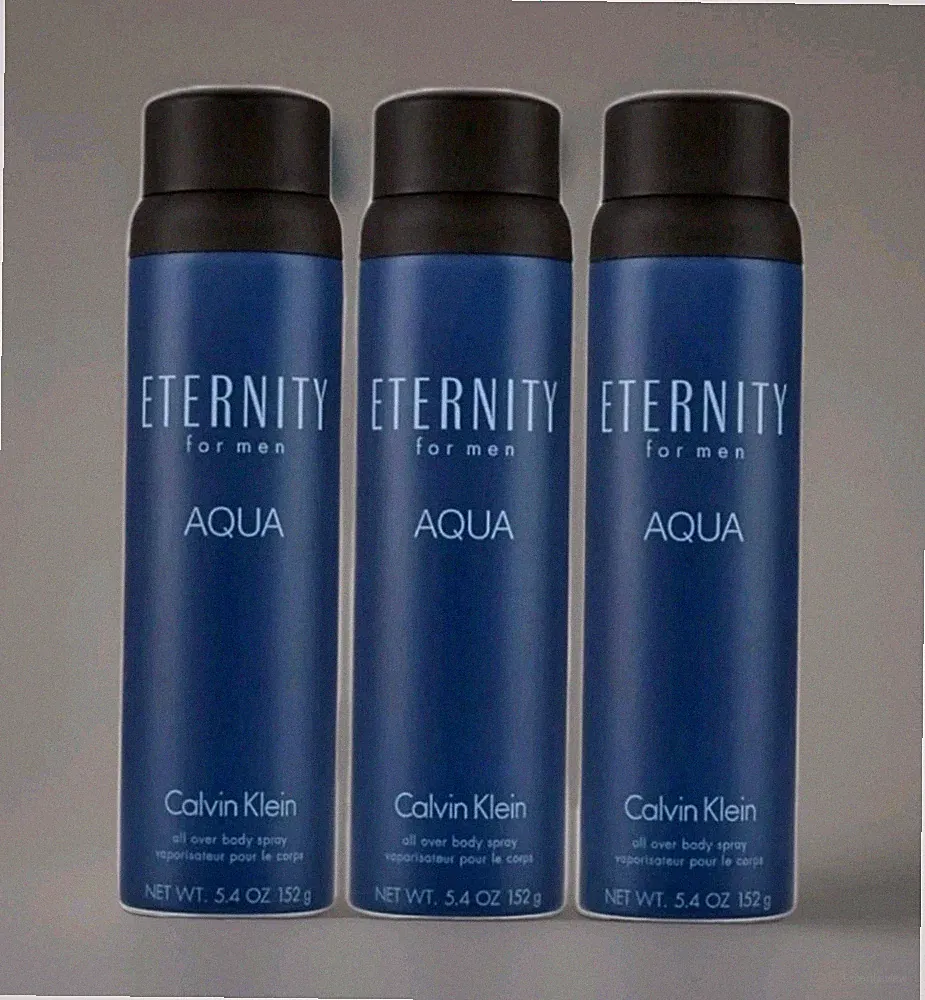 3x Eternity Aqua by Calvin Klein for Men 5.4oz Body Spray – NEW! FREE SHIP