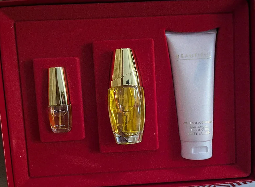 Estee Lauder Beautiful Fragrance 3 Pcs Gift Set Perfume Spray & Body Lotion NIB
