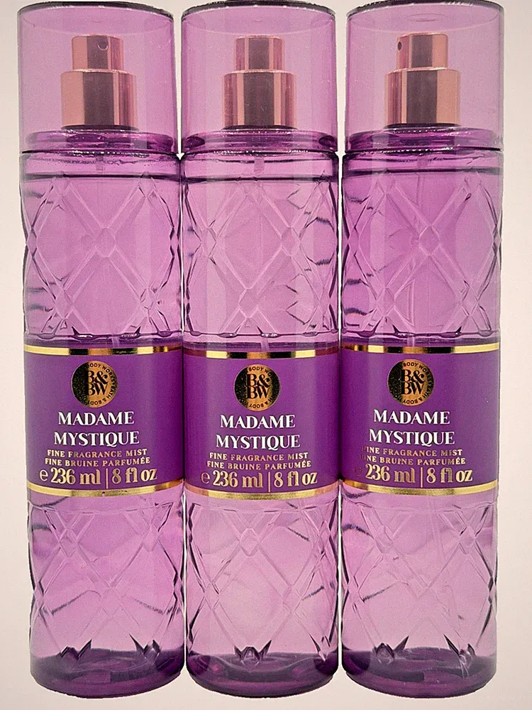 NEW Bath & Body Works Lot of 3 Bottles Madame Mystique Fragrance Mist Spray 8 oz